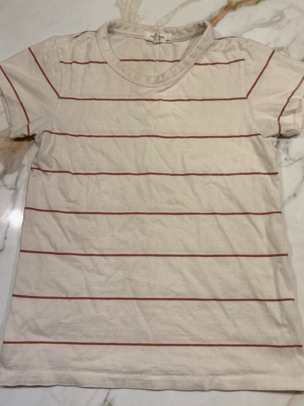 Rag & Bone cream red striped tee